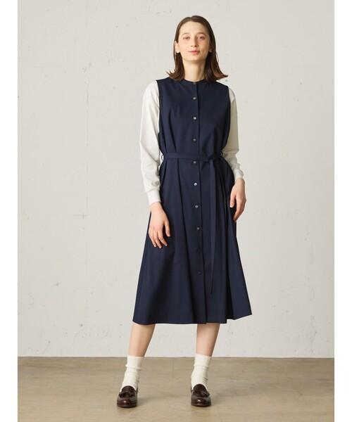 MidiUmi(ミディウミ)の「MidiUmi スタンドカラーノースリーブワンピース(ワンピース・レディース・グレー/ネイビー/グレー系その他3/グレー系その他4・FREE)」の4枚目の写真