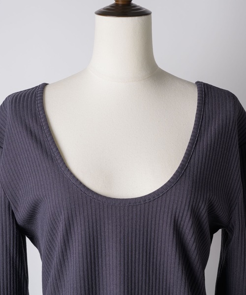 yae（ヤエ）の「Short sleeve 2way U-neck rib top / ショートスリーブ2wayUネックリブトップス（Tシャツ/カットソー・レディース・グレー/ブラック/ライトブルー/ベビーピンク・36/38）」の12枚目の写真