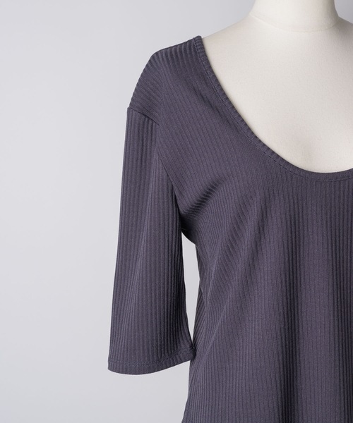 yae（ヤエ）の「Short sleeve 2way U-neck rib top / ショートスリーブ2wayUネックリブトップス（Tシャツ/カットソー・レディース・グレー/ブラック/ライトブルー/ベビーピンク・36/38）」の13枚目の写真