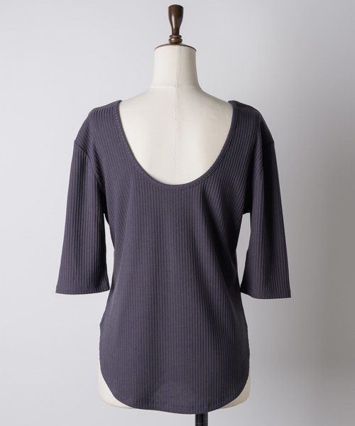 yae（ヤエ）の「Short sleeve 2way U-neck rib top / ショートスリーブ2wayUネックリブトップス（Tシャツ/カットソー・レディース・グレー/ブラック/ライトブルー/ベビーピンク・36/38）」の14枚目の写真