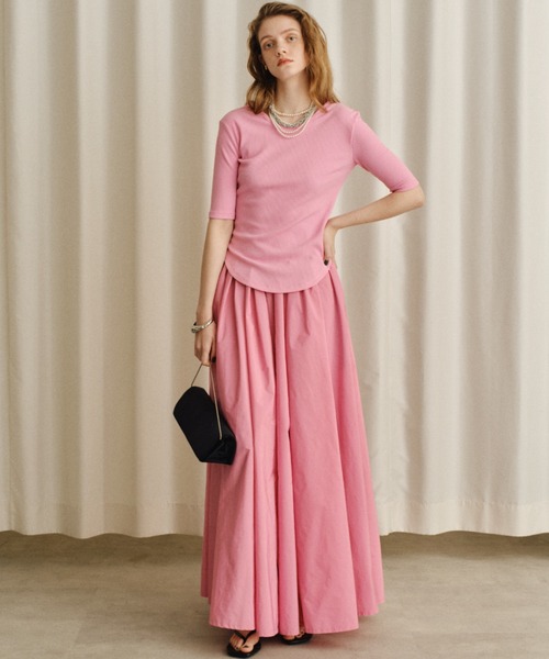 yae(ヤエ)の「Short sleeve 2way U-neck rib top / ショートスリーブ2wayUネックリブトップス(Tシャツ/カットソー・レディース・グレー/ブラック/ライトブルー/ベビーピンク・36/38)」の15枚目の写真
