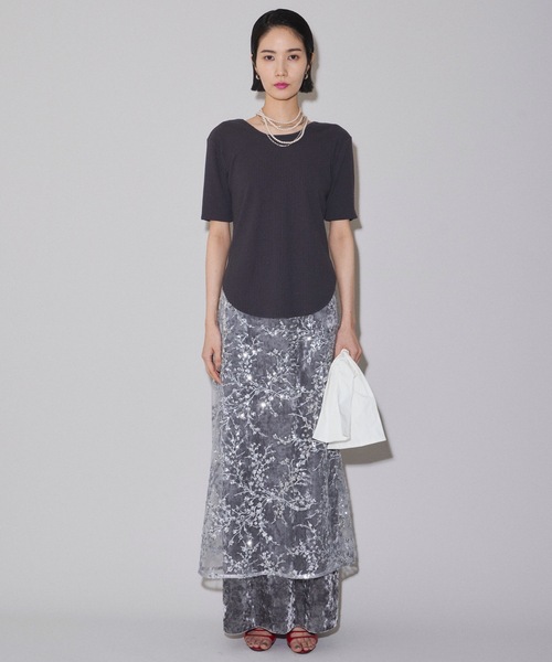 yae（ヤエ）の「Short sleeve 2way U-neck rib top / ショートスリーブ2wayUネックリブトップス（Tシャツ/カットソー・レディース・グレー/ブラック/ライトブルー/ベビーピンク・36/38）」の18枚目の写真