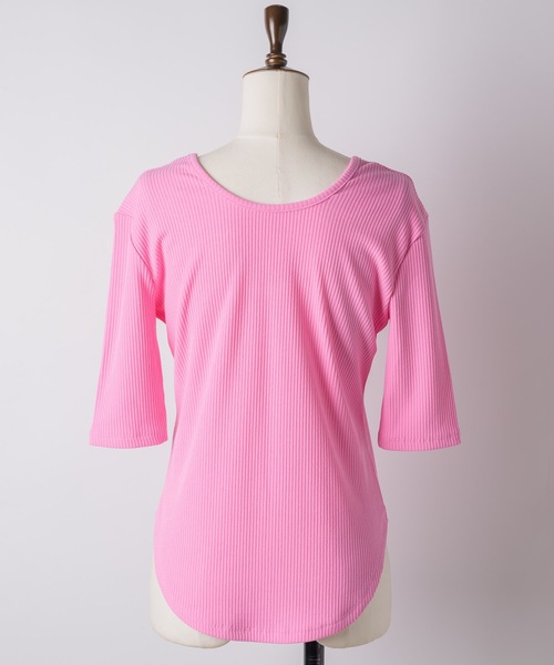 yae(ヤエ)の「Short sleeve 2way U-neck rib top / ショートスリーブ2wayUネックリブトップス(Tシャツ/カットソー・レディース・グレー/ブラック/ライトブルー/ベビーピンク・36/38)」の9枚目の写真