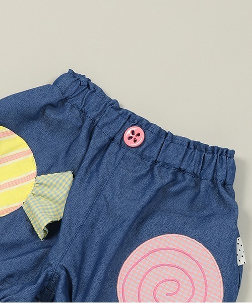baby cheer（ベイビーチアー）の「キャンディショートパンツ（デニムパンツ・キッズ・ネイビー/ブルー・120cm/110cm/100cm/90cm/80ｃｍ）」の4枚目の写真