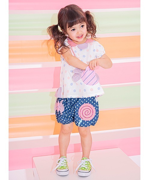 baby cheer（ベイビーチアー）の「キャンディショートパンツ（デニムパンツ・キッズ・ネイビー/ブルー・120cm/110cm/100cm/90cm/80ｃｍ）」の13枚目の写真