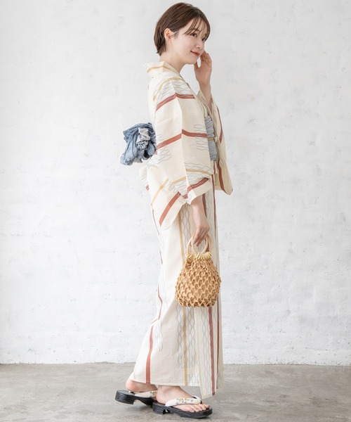 ゆかた館グレース（ユカタカングレース）の「こだわり浴衣５点セット（浴衣・レディース・クリーム/オフホワイト/ベージュ/エンジ/イエロー/グリーン/ブルー系/ブルー系その他/ブラック系/イエロー系/ネイビー/ブルー/グリーン系/ライトグレー/ブルー系その他2/ホワイト系・SMALL/MEDIUM）」の22枚目の写真