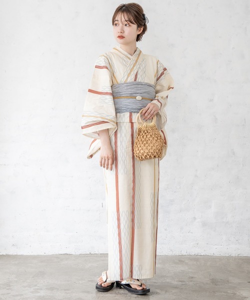 ゆかた館グレース（ユカタカングレース）の「こだわり浴衣５点セット（浴衣・レディース・クリーム/オフホワイト/ベージュ/エンジ/イエロー/グリーン/ブルー系/ブルー系その他/ブラック系/イエロー系/ネイビー/ブルー/グリーン系/ライトグレー/ブルー系その他2/ホワイト系・SMALL/MEDIUM）」の21枚目の写真