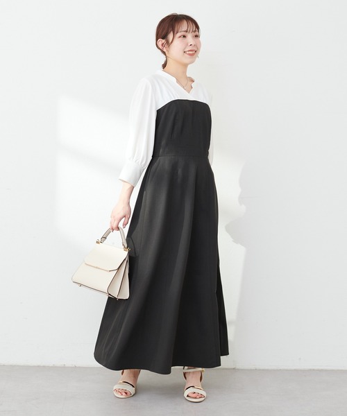 natural couture(ナチュラルクチュール)の「WEB限定 /【プチナチュ】ドッキングシャツワンピース(ワンピース・レディース・ミント/ベージュ/ブラック/ブルー・SMALL/MEDIUM)」の2枚目の写真