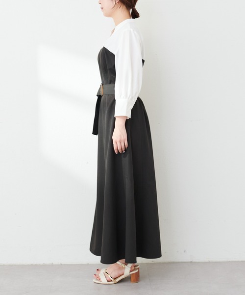 natural couture(ナチュラルクチュール)の「WEB限定 /【プチナチュ】ドッキングシャツワンピース(ワンピース・レディース・ミント/ベージュ/ブラック/ブルー・SMALL/MEDIUM)」の5枚目の写真