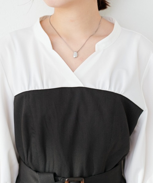 natural couture(ナチュラルクチュール)の「WEB限定 /【プチナチュ】ドッキングシャツワンピース(ワンピース・レディース・ミント/ベージュ/ブラック/ブルー・SMALL/MEDIUM)」の7枚目の写真