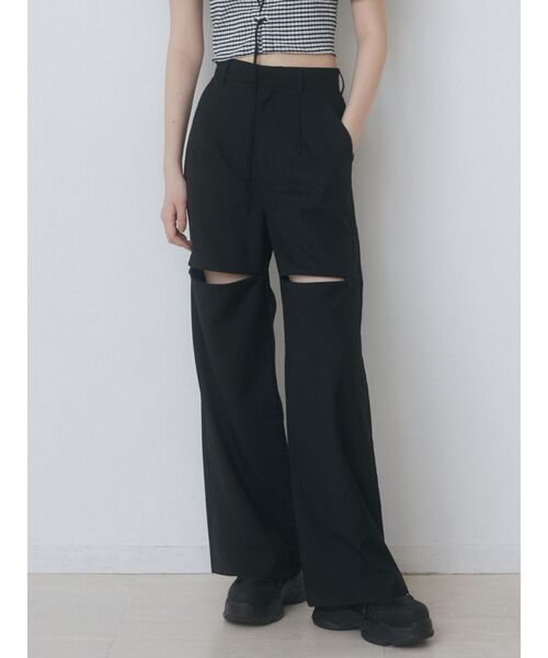 EMODA（エモダ）の「ジップスリットワイドパンツ（その他パンツ・レディース・ブラック/グレー・SMALL/MEDIUM）」の2枚目の写真