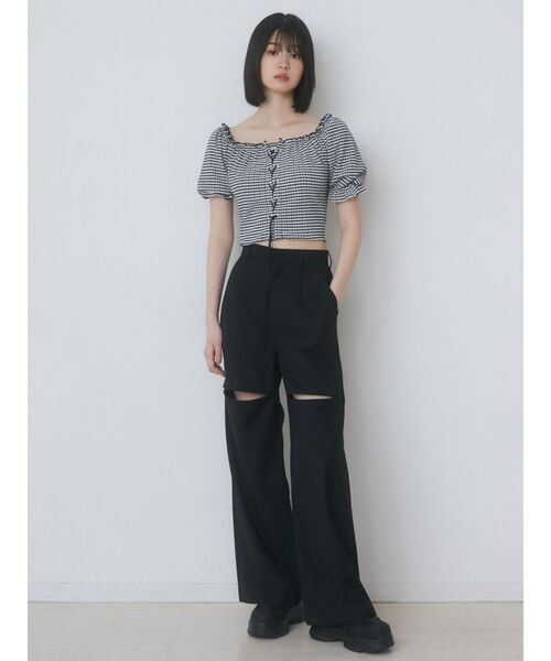 EMODA（エモダ）の「ジップスリットワイドパンツ（その他パンツ・レディース・ブラック/グレー・SMALL/MEDIUM）」の4枚目の写真