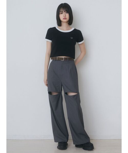 EMODA（エモダ）の「ジップスリットワイドパンツ（その他パンツ・レディース・ブラック/グレー・SMALL/MEDIUM）」の7枚目の写真