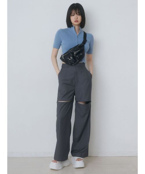 EMODA（エモダ）の「ジップスリットワイドパンツ（その他パンツ・レディース・ブラック/グレー・SMALL/MEDIUM）」の10枚目の写真