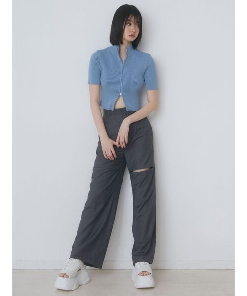 EMODA（エモダ）の「ジップスリットワイドパンツ（その他パンツ・レディース・ブラック/グレー・SMALL/MEDIUM）」の12枚目の写真