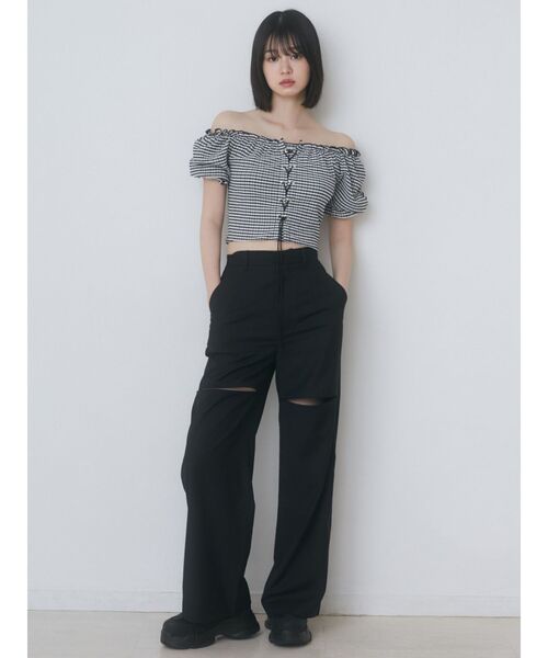 EMODA（エモダ）の「ジップスリットワイドパンツ（その他パンツ・レディース・ブラック/グレー・SMALL/MEDIUM）」の16枚目の写真