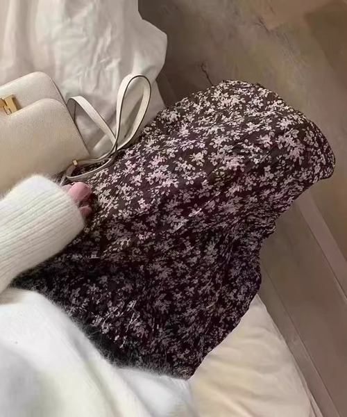 aimoha（アイモハ）の「【Aimoha】花柄スカート（スカート・レディース・チョコ/ブルー・SMALL/MEDIUM）」の6枚目の写真