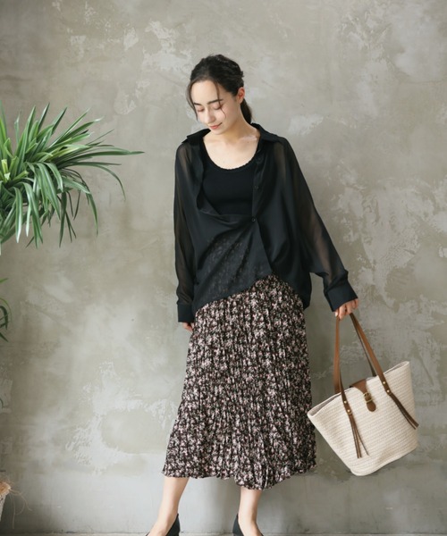 aimoha（アイモハ）の「【Aimoha】花柄スカート（スカート・レディース・チョコ/ブルー・SMALL/MEDIUM）」の9枚目の写真