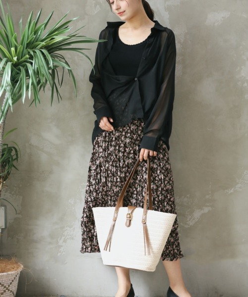 aimoha（アイモハ）の「【Aimoha】花柄スカート（スカート・レディース・チョコ/ブルー・SMALL/MEDIUM）」の7枚目の写真