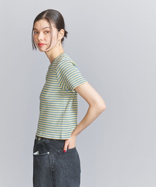 BEAUTY&YOUTH UNITED ARROWS（ビューティーアンドユースユナイテッドアローズ）の「マルチボーダー コンパクト Tシャツ（Tシャツ/カットソー・レディース・オレンジ/ネイビー/ライトブルー・FREE）」の6枚目の写真