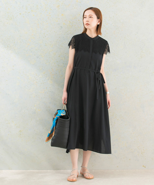 URBAN RESEARCH ROSSO WOMEN（アーバンリサーチ　ロッソ）の「ウォッシャブルヨークレースワンピース（ワンピース・レディース・ブラック/ブルー/モカ・FREE）」の8枚目の写真