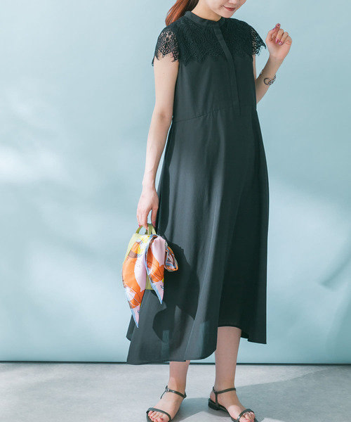 URBAN RESEARCH ROSSO WOMEN（アーバンリサーチ　ロッソ）の「ウォッシャブルヨークレースワンピース（ワンピース・レディース・ブラック/ブルー/モカ・FREE）」の10枚目の写真