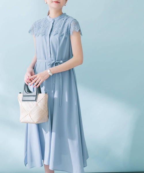 URBAN RESEARCH ROSSO WOMEN（アーバンリサーチ　ロッソ）の「ウォッシャブルヨークレースワンピース（ワンピース・レディース・ブラック/ブルー/モカ・FREE）」の14枚目の写真