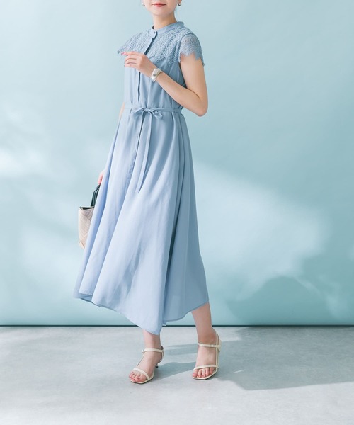 URBAN RESEARCH ROSSO WOMEN（アーバンリサーチ　ロッソ）の「ウォッシャブルヨークレースワンピース（ワンピース・レディース・ブラック/ブルー/モカ・FREE）」の15枚目の写真