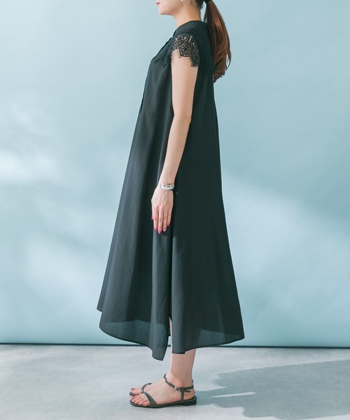 URBAN RESEARCH ROSSO WOMEN（アーバンリサーチ　ロッソ）の「ウォッシャブルヨークレースワンピース（ワンピース・レディース・ブラック/ブルー/モカ・FREE）」の20枚目の写真