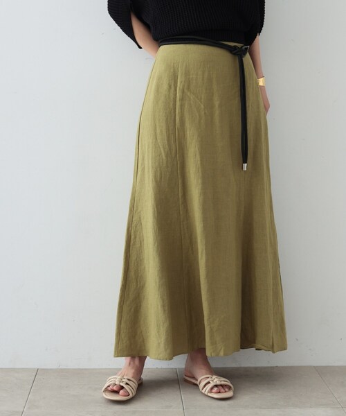 GALLEST(ギャレスト)の「◆リネンマキシスカート(スカート・レディース・スミクロ/ベージュ/スモーキーグリーン系・36/38)」の3枚目の写真