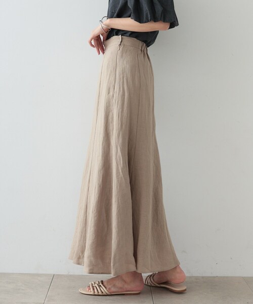DT MaxMara ★ コットン製 マキシ スカート RIBES ベージュ セール】リネンマキシスカート（スカート）｜GALLEST