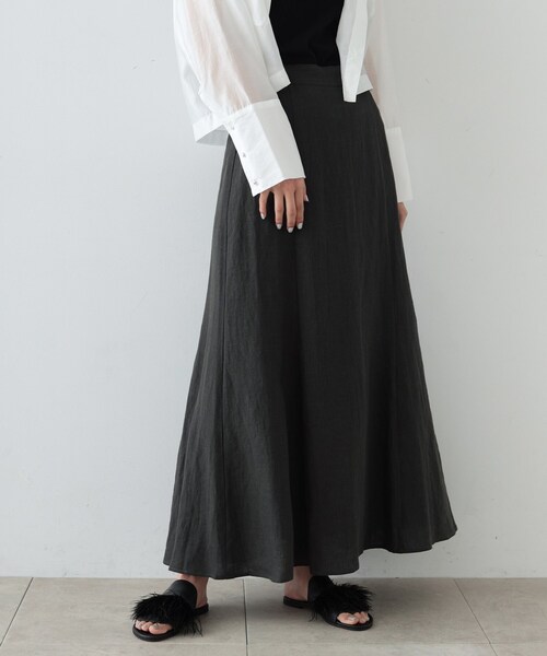 GALLEST(ギャレスト)の「◆リネンマキシスカート(スカート・レディース・スミクロ/ベージュ/スモーキーグリーン系・36/38)」の2枚目の写真