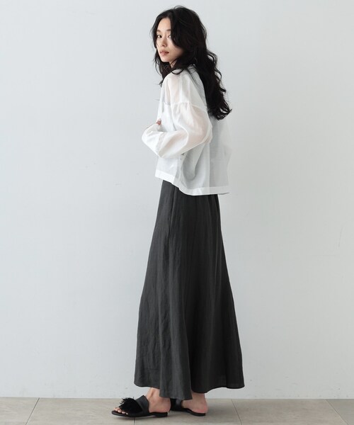 GALLEST(ギャレスト)の「◆リネンマキシスカート(スカート・レディース・スミクロ/ベージュ/スモーキーグリーン系・36/38)」の5枚目の写真