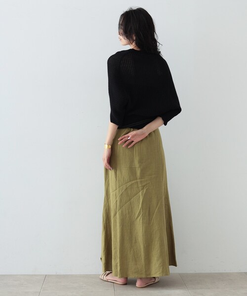 GALLEST(ギャレスト)の「◆リネンマキシスカート(スカート・レディース・スミクロ/ベージュ/スモーキーグリーン系・36/38)」の10枚目の写真