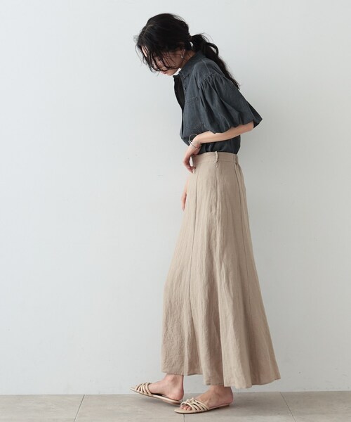 GALLEST(ギャレスト)の「◆リネンマキシスカート(スカート・レディース・スミクロ/ベージュ/スモーキーグリーン系・36/38)」の16枚目の写真
