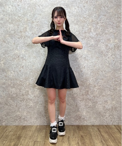 チャイナティアードミニワンピース　黒　アクシーズファム　ポエティック axes femme POETIQUE（アクシーズファムポエティック）の