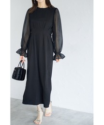 【ZOZO限定】オーガンジー切替ウエストタックワンピース