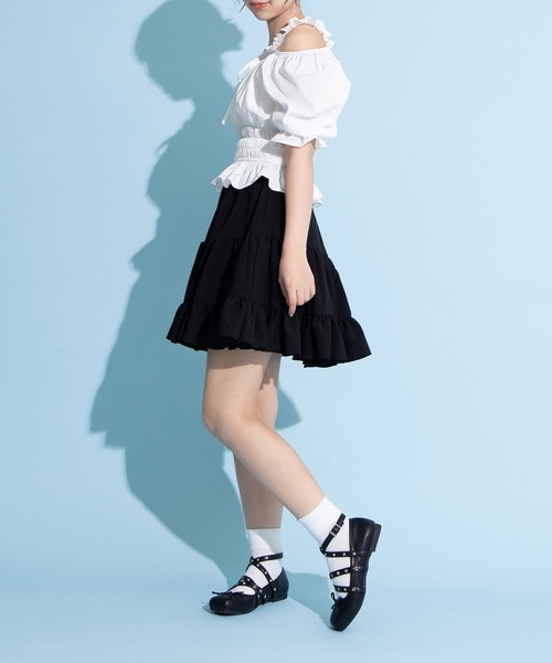 PUNYUS（プニュズ）の「ティアードミニスカート（スカート・レディース・ブラック/ホワイト・1/2/3/4）」の5枚目の写真