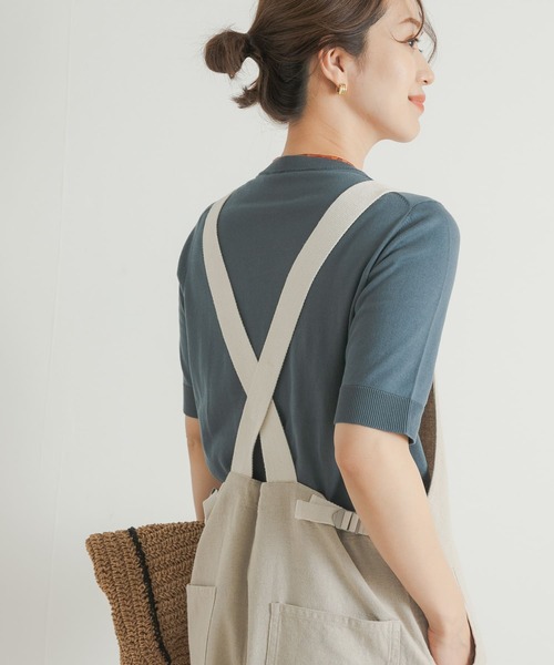 URBAN RESEARCH DOORS（アーバンリサーチドアーズ）の「『UR TECH ひやサラクール』コットンハーフスリーブKNIT（ニット/セーター・レディース・ブルー/グリーン/ベージュ/ブラック・MEDIUM）」の20枚目の写真