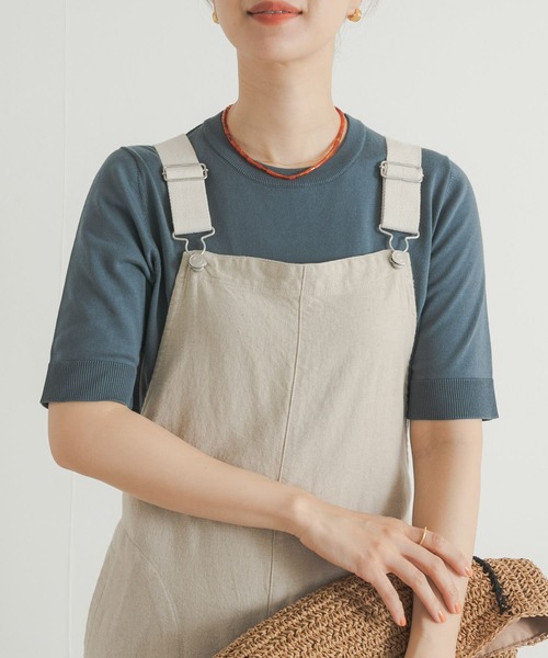 URBAN RESEARCH DOORS（アーバンリサーチドアーズ）の「『UR TECH ひやサラクール』コットンハーフスリーブKNIT（ニット/セーター・レディース・ブルー/グリーン/ベージュ/ブラック・MEDIUM）」の22枚目の写真