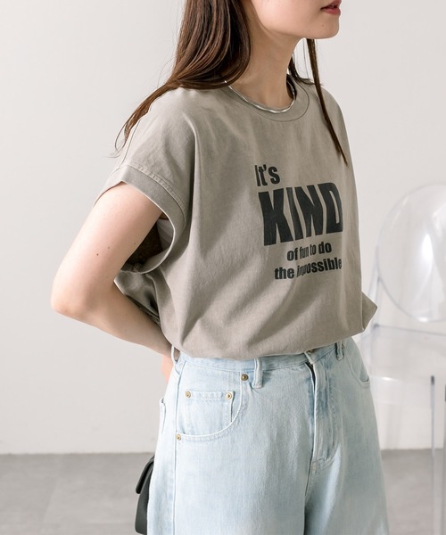 フレンチスリーブサイドスリットT（Tシャツ/カットソー）｜PUAL