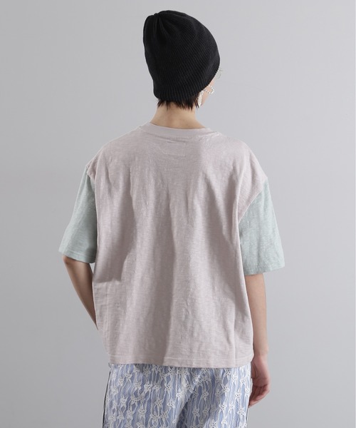 【セール】(OKIRAKU×ROSEBUD)袖配色 プリントTシャツ（Tシャツ/カットソー）｜OKIRAKU（オキラク）