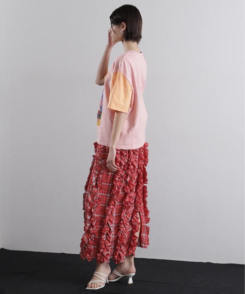 【セール】(OKIRAKU×ROSEBUD)袖配色 プリントTシャツ（Tシャツ/カットソー）｜OKIRAKU（オキラク）