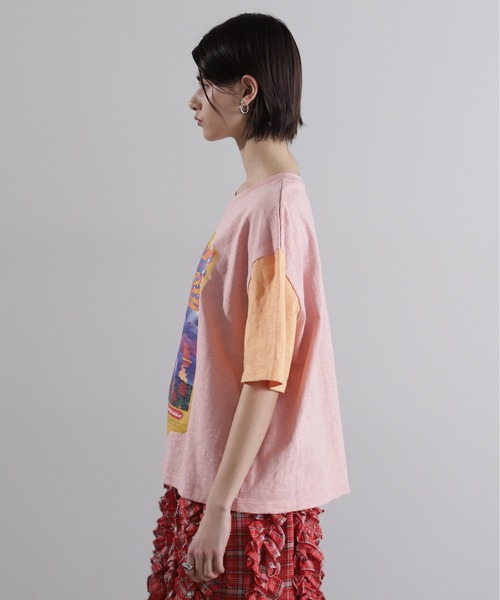 【セール】(OKIRAKU×ROSEBUD)袖配色 プリントTシャツ（Tシャツ/カットソー）｜OKIRAKU（オキラク）