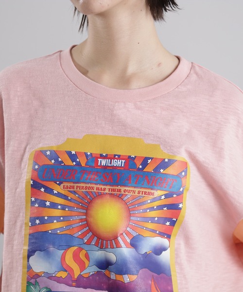 【セール】(OKIRAKU×ROSEBUD)袖配色 プリントTシャツ（Tシャツ/カットソー）｜OKIRAKU（オキラク）