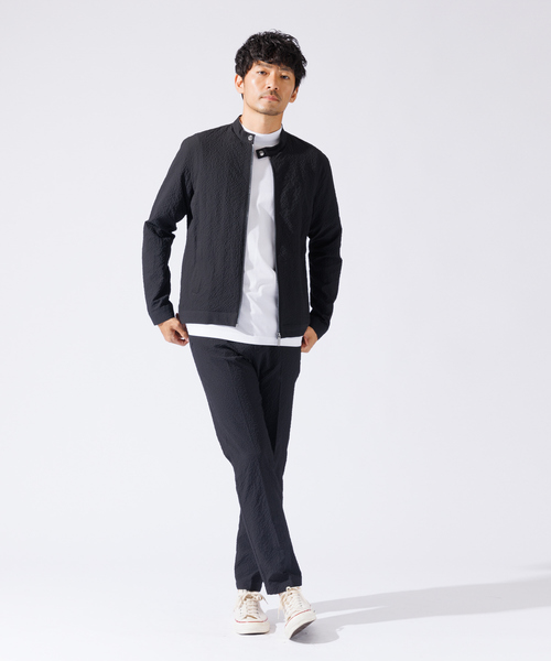 ABAHOUSE GRAY（アバハウスグレイ）の「【QuickDry / セットアップ対応】オニサッカー イージースラックス（スラックス・メンズ・ネイビー/ブラック/カーキ・50/48/46/44）」の4枚目の写真