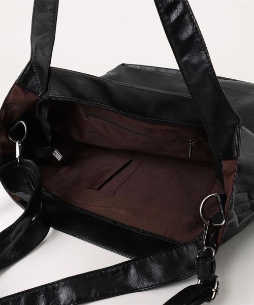 LA VORAGINE(ラ ヴォラジネ)の「A4対応大容量ショルダーバッグ 2WAY シンプルレザートートバッグ(トートバッグ・レディース・グリーン/ブラック/アイボリー・FREE)」の14枚目の写真
