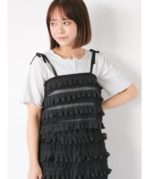 ehka sopo（エヘカソポ）の「ラメボーダーカットソー（Tシャツ/カットソー・レディース・オフホワイト/ブラック/グリーン/オレンジ・F）」の2枚目の写真