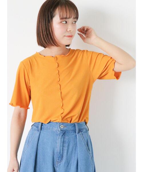 ehka sopo（エヘカソポ）の「ラメボーダーカットソー（Tシャツ/カットソー・レディース・オフホワイト/ブラック/グリーン/オレンジ・F）」の4枚目の写真