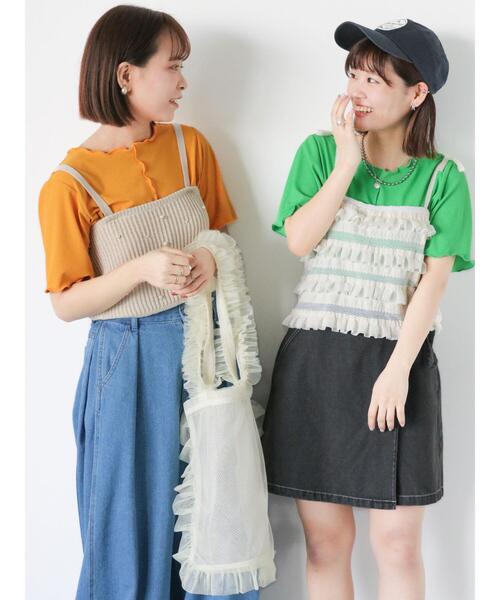 ehka sopo（エヘカソポ）の「ラメボーダーカットソー（Tシャツ/カットソー・レディース・オフホワイト/ブラック/グリーン/オレンジ・F）」の15枚目の写真